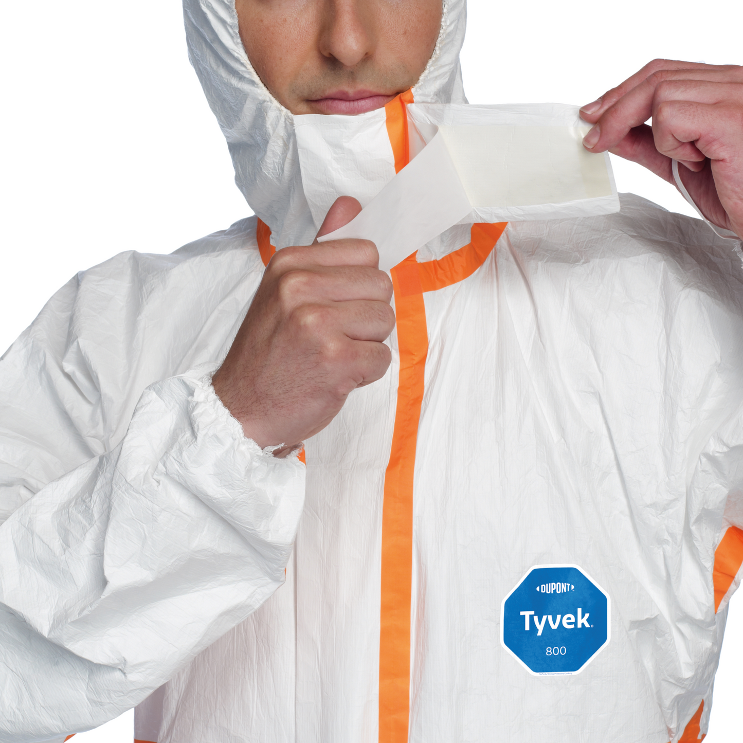 Tyvek® 800 J – Hlífðargalli með hettu og teipuðum saumum