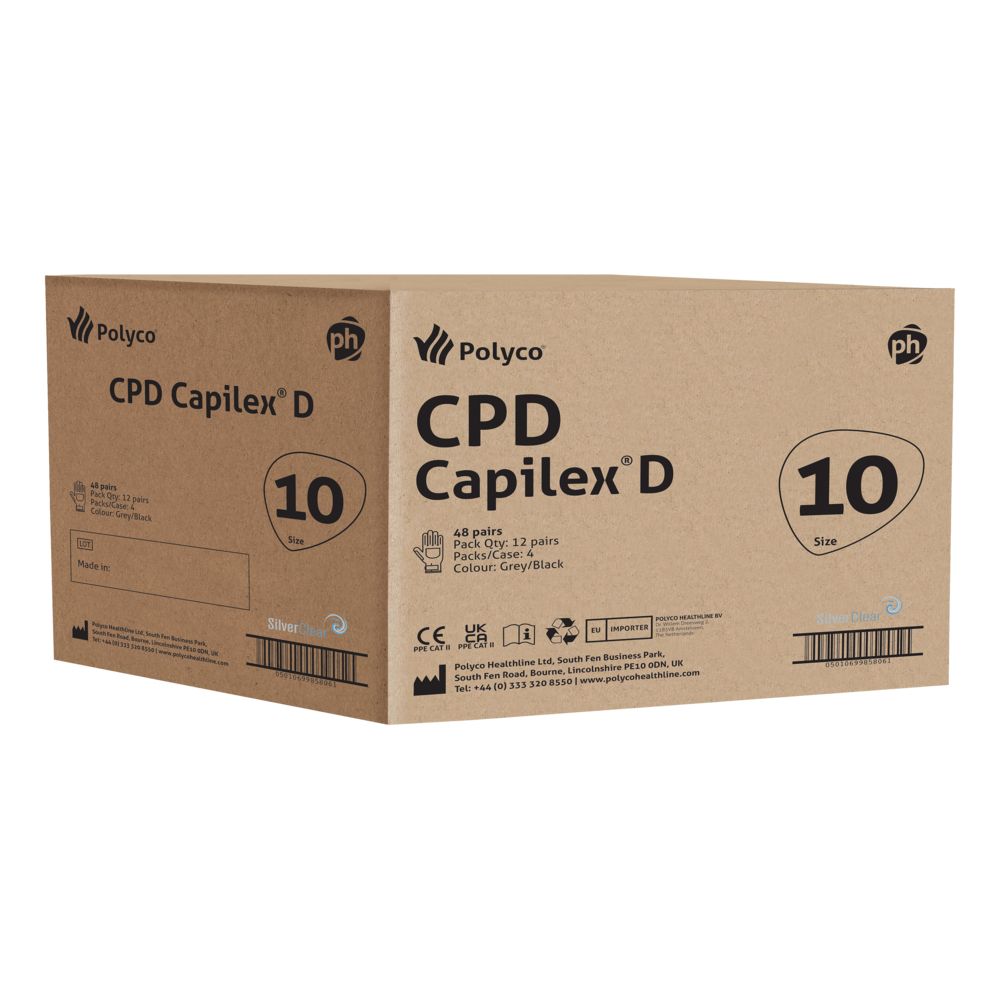 Polyco Margnota Capilex D Hanskar - Gráir/Svartir x12 pör