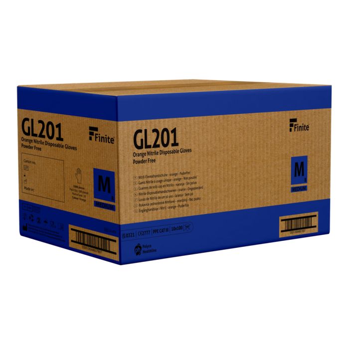GL201 Einnota Appelsínugulir Nítril Hanskar með Demantsgripi (9.4g )
