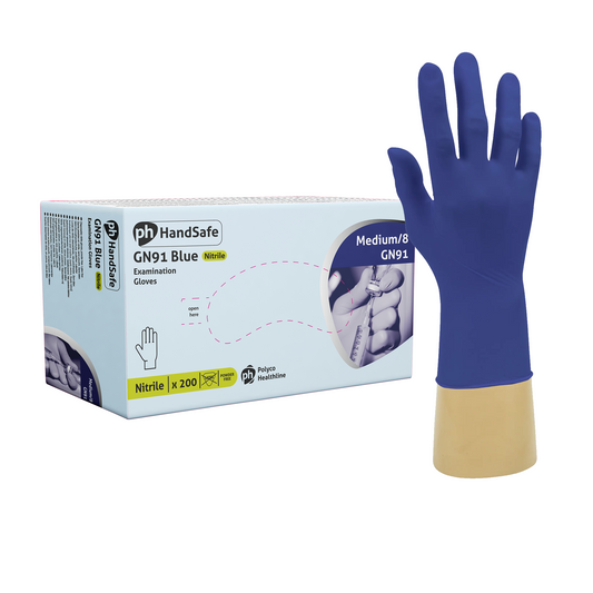 ph HandSafe Einnota Nítril Hanskar GN91 3.5g - x200 - Bláir