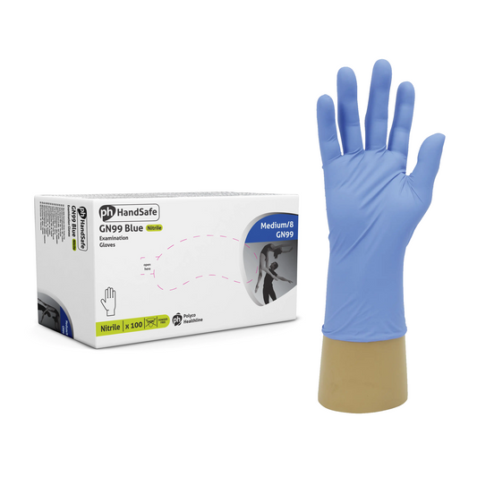 ph HandSafe Einnota Nítril Hanskar, GN99 9N 5.0g - x100 - Bláir
