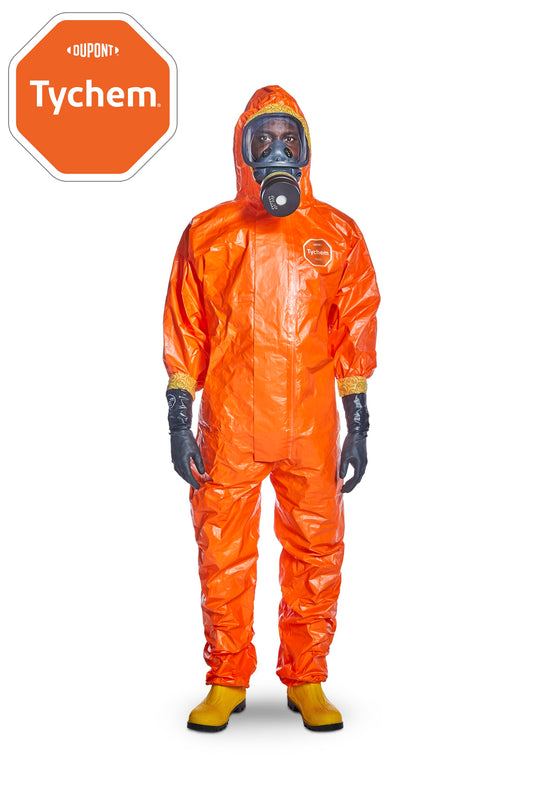 Tychem® 6000 F efnavarnargalli með hettu – Appelsínugulur