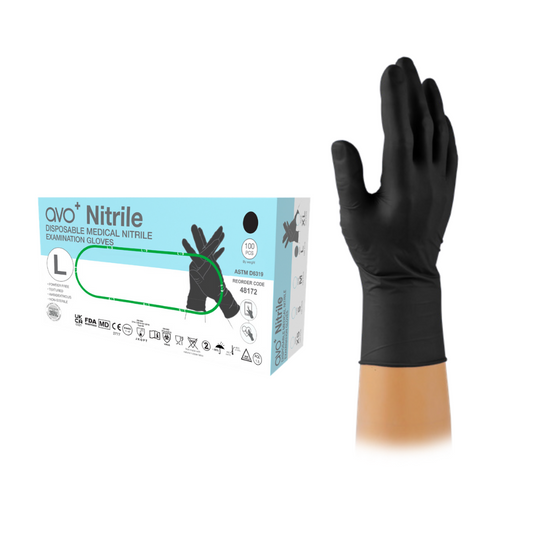 AVO+ Svartir Nítríl Hanskar (6.5g) – Fentanýlvottaðir