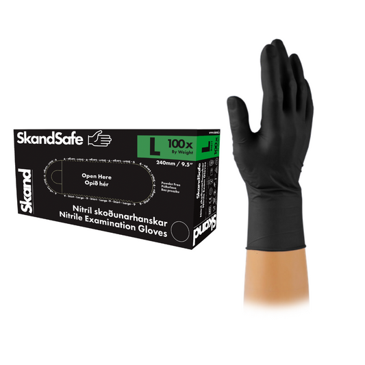 Skand Safe Nítríl Hanskar Svartir 24cm (3.5g)