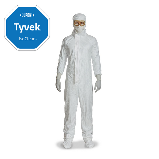 Tyvek® IsoClean® – Sterile Cleanroom Coverall with Hood and Attached Overboots – GMP Grade A/B