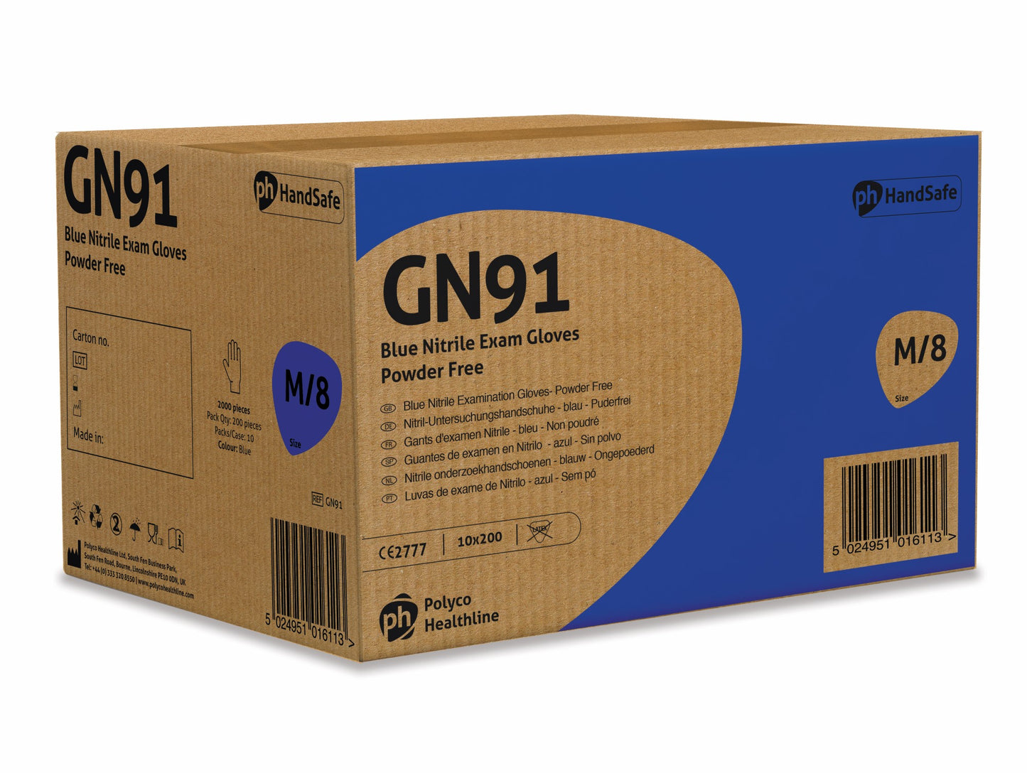 ph HandSafe Einnota Nítril Hanskar GN91 3.5g - x200 - Bláir