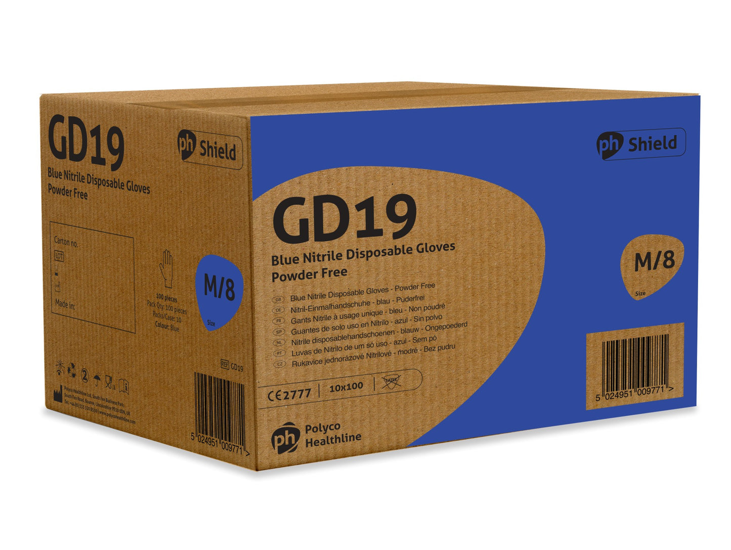 GD19 ph Shield Einnota Nítríl Hanskar Bláir (3.5g) 100stk