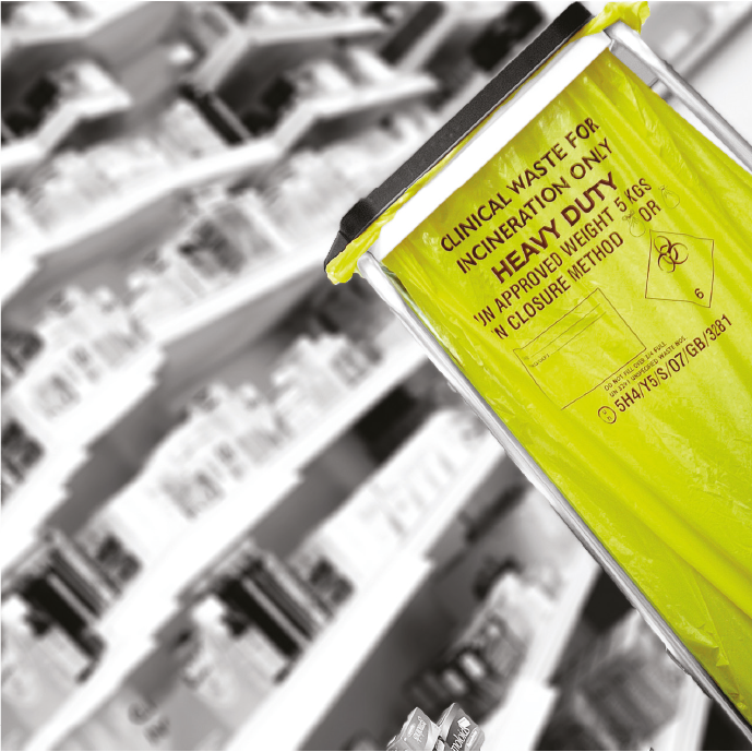 Klínískir úrgangspokar - Gulir plastpokar