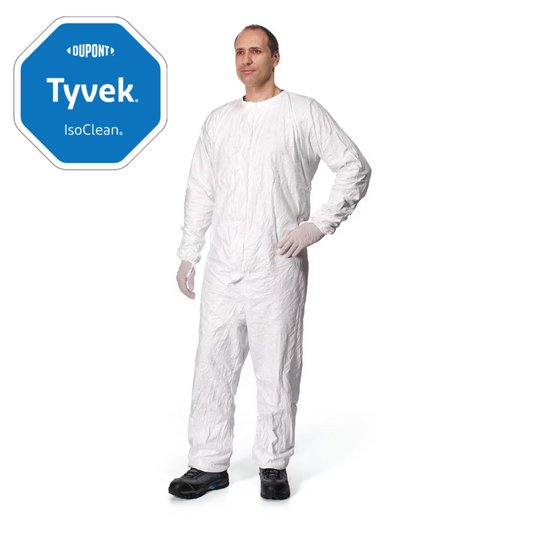 DuPont™ Tyvek® IsoClean® TS – Sterile Cleanroom Coverall with Collar (No Hood) – GMP Grade A/B