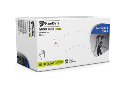 ph HandSafe Einnota Nítril Hanskar, GN99 9N 5.0g - x100 - Bláir